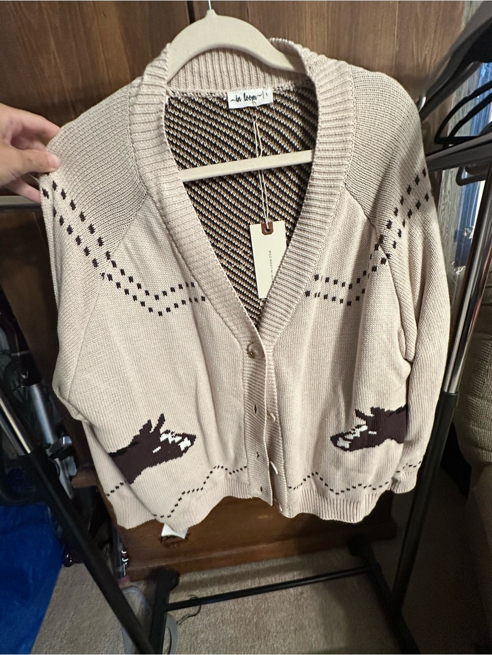 Womens Cream Button-Up Cardigan Sweater